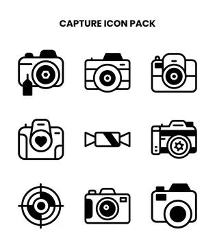 Capture DuoTone Set Icons Pack Stock Illustration