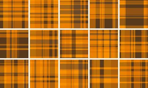 Capture the essence of fall with this seamless orange and brown plaid pattern Stock Illustration