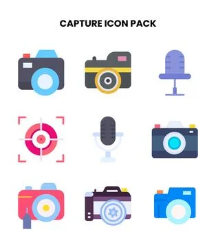 Capture Flat Design Icons Pack Stock Illustration