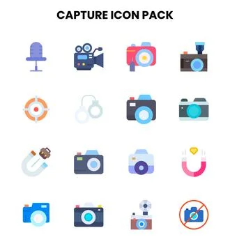 Capture Flat Design Icons Pack Stock Illustration