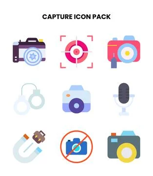 Capture Flat Graphics Icons Pack Stock Illustration