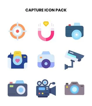 Capture Flat Icons Pack Stock Illustration