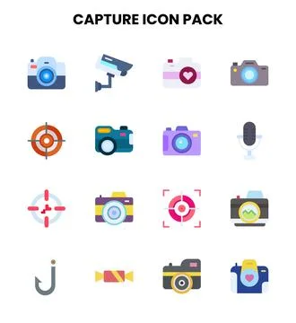 Capture Flat Set Icons Pack 스톡 일러스트