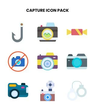 Capture Flat Set Icons Pack Stock Illustration