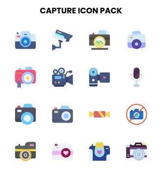 Capture Flat UI Icons Pack Stock Illustration