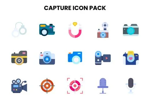 Capture Flat Vector Icons Pack 스톡 일러스트