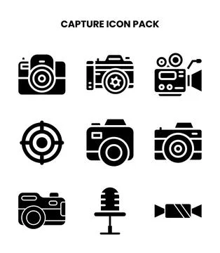 Capture Glyph Bundle Icons Pack Stock Illustration