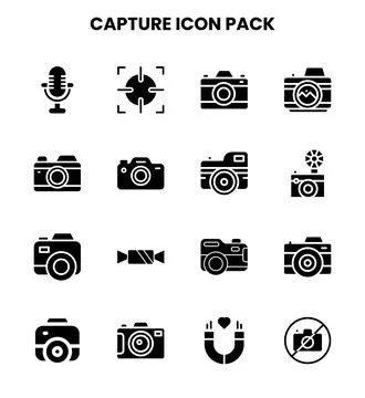 Capture Glyph Graphics Icons Pack Illustrazione stock
