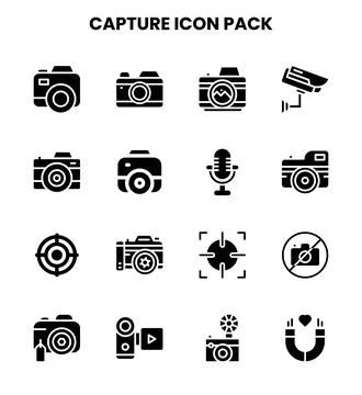 Capture Glyph Scalable Icons Pack Stock Illustration