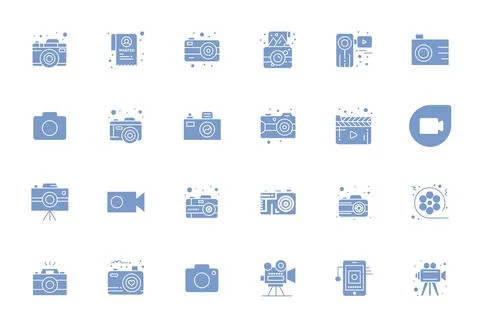 Capture High Resolution Vector Icon Pack with 24 Filled Pixel Optimized Ele.. Stock Illustration