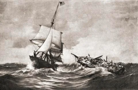 The Capture Of Hms Frolic By The Sloop-Of-War Uss Wasp, A Naval Action Fought Stock Photos