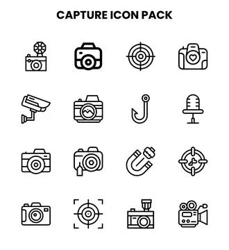 Capture Line Graphics Icons Pack Stock Illustration
