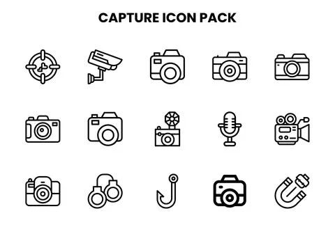 Capture Line Graphics Icons Pack Stock Illustration