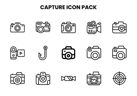 Capture Line Set Icons Pack Stock Illustration