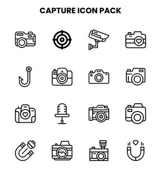 Capture Line Set Icons Pack Stock Illustration
