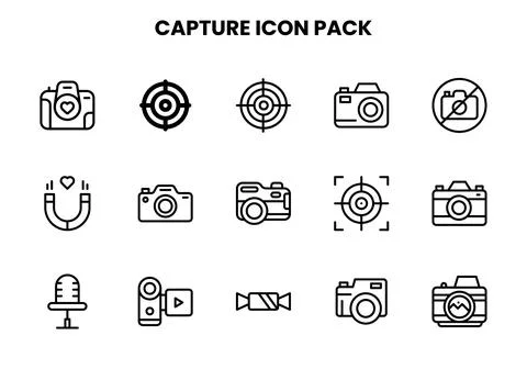 Capture Line UI Icons Pack Stock Illustration
