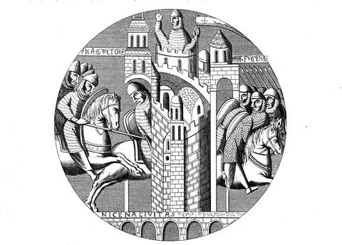 Capture of Nicaea ca 1095 by the Crusaders today Iznik Turkey Historic Stock Illustration