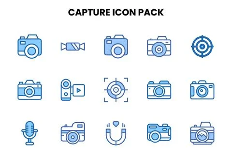 Capture Two Colour Bundle Icons Pack Stock Illustration