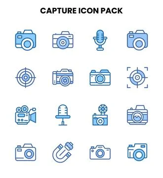 Capture Two Colour Bundle Icons Pack Stock Illustration