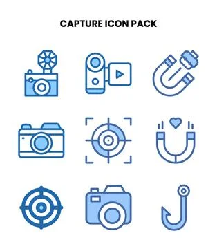 Capture Two Colour Icons Pack Stock Illustration