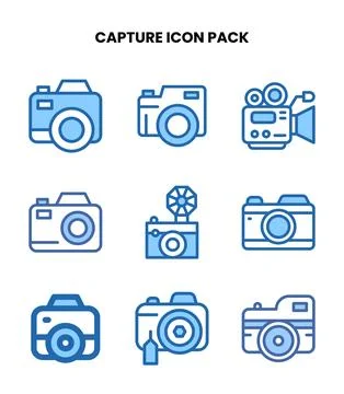 Capture Two Colour Icons Pack Stock Illustration