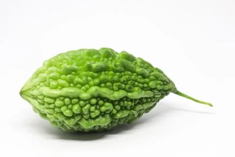Captured in a close-up shot, the bumpy surface of the bitter melon highlights Stockfoto's