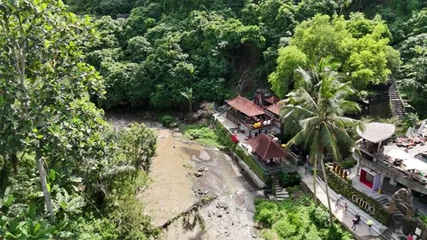 Captured by a drone, this peaceful scene features a meandering water stream.. Stock Footage 299012144