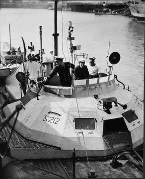 Captured German E Boat Manned By British Crew Leaving Firth Of Fifth For Round B Stock Photos