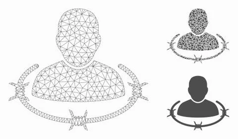 Captured Man Vector Mesh 2D Model and Triangle Mosaic Icon Stock Illustration