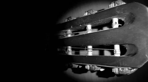 Captured old guitar closeup on black background 動画素材 43364553