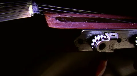 Captured old guitar closeup on black background 스톡 동영상 43364945