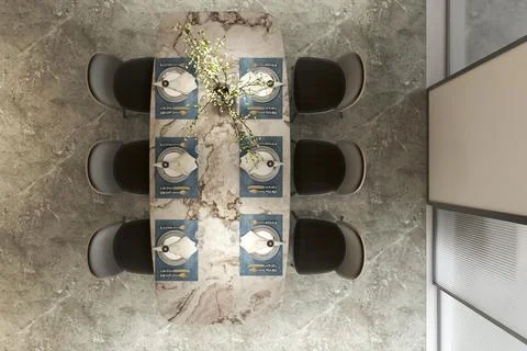 Captured Top view Dining Space From Luxury Apartment interior design Stock-Illustration