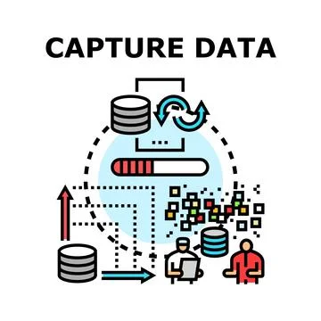 Capturing and processing data with digital technology Stock Illustration