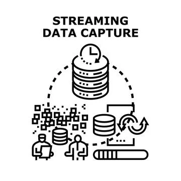 Capturing and processing real time streaming data flow Stock Illustration