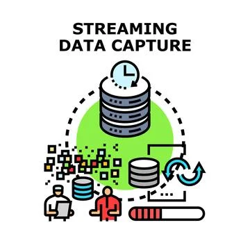 Capturing and processing real time streaming data flow Stock Illustration