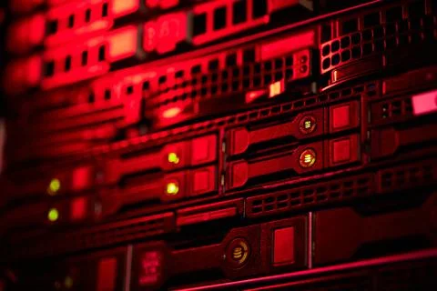 Capturing Atmosphere of High-Tech Data Center Hardware 스톡 사진