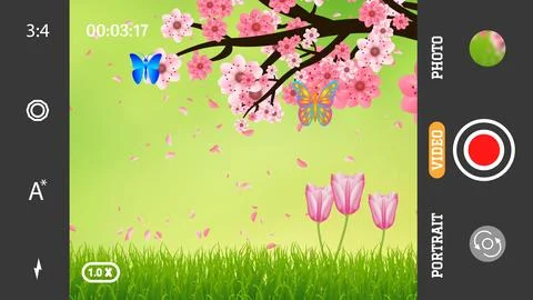 Capturing beautiful forest view in mobile camera Stock Illustration