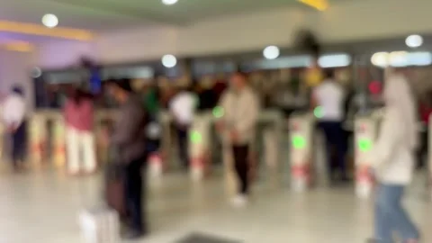 Capturing the bustling energy of a metro station exit gate Stock Footage 340569390