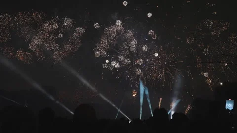 Capturing the Colorful Fireworks Display with Cell Phones Video stock 291899889