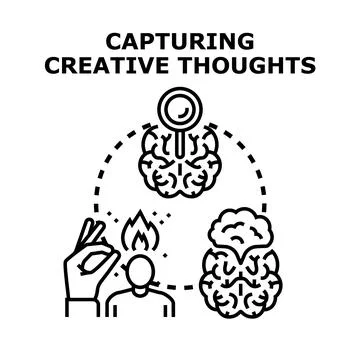 Capturing creative thoughts process and idea generation Stock Illustration