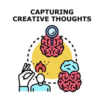 Capturing creative thoughts process and idea generation Stock Illustration