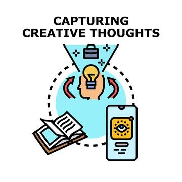 Capturing creative thoughts process producing new ideas Stock Illustration