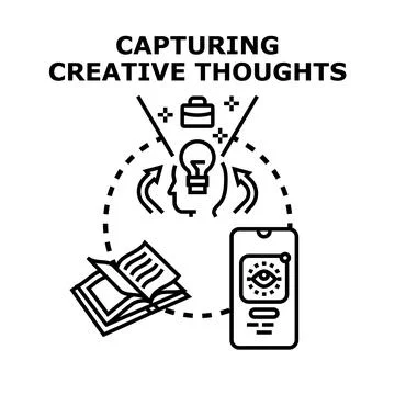 Capturing creative thoughts process producing new ideas イラスト素材
