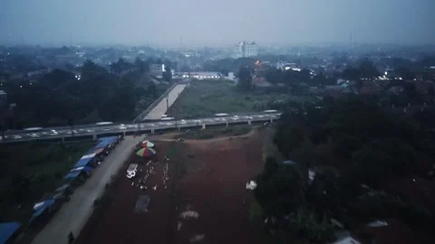 Capturing the Electric Railway's Breathtaking Landscape Through Drone's Eye Stockbeeldmateriaal 243983470