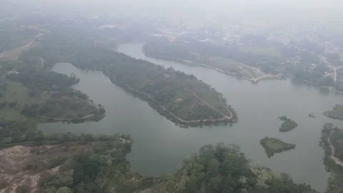 Capturing a foggy landscape that makes one feel melancholy Stock Footage 169489551