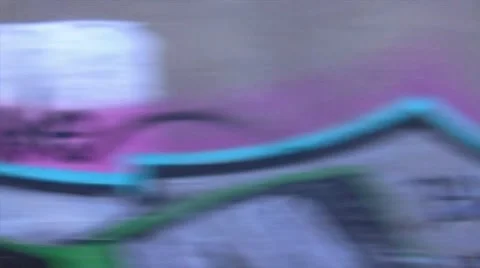 Capturing Graffiti From a Metro Train Window in Paris Stock Footage 56268499