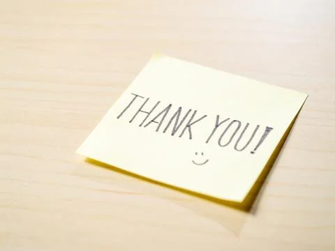 Capturing meaningful gratitude close-up note on office desk in minimalistic.. Stock Photos
