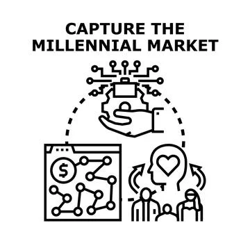 Capturing millennial market audience with digital marketing strategy Stock Illustration