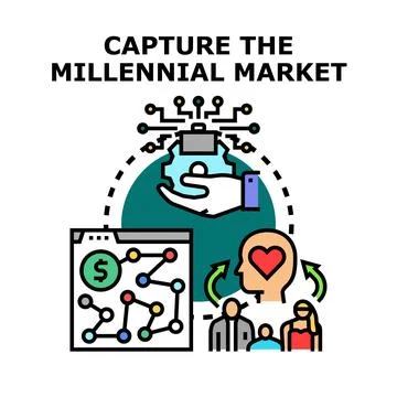 Capturing millennial market audience with digital marketing strategy Stock Illustration