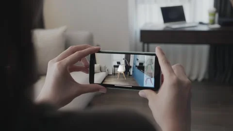 Capturing a Modern Workspace with a Smartphone Stock Footage 322855666